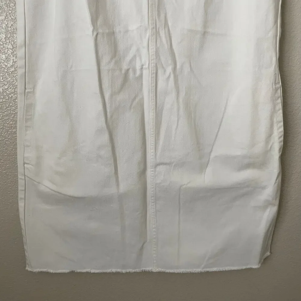 J. Crew Dress Womens Size 14 White Mini Denim‎ Cotton Tank Pockets Quiet Luxury